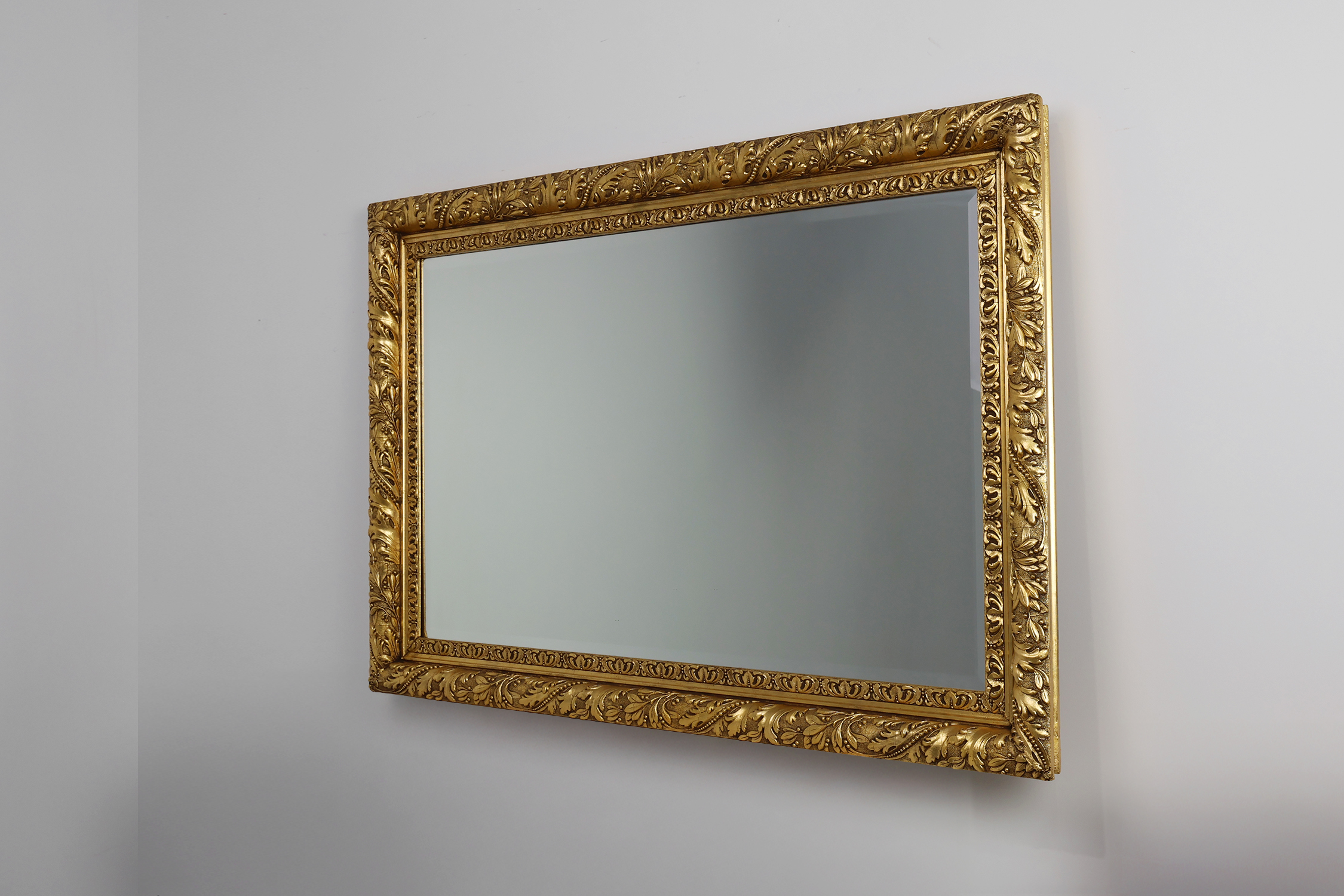 Large French Rustic Baroque Oak Wall Mirror, circa 1850thumbnail